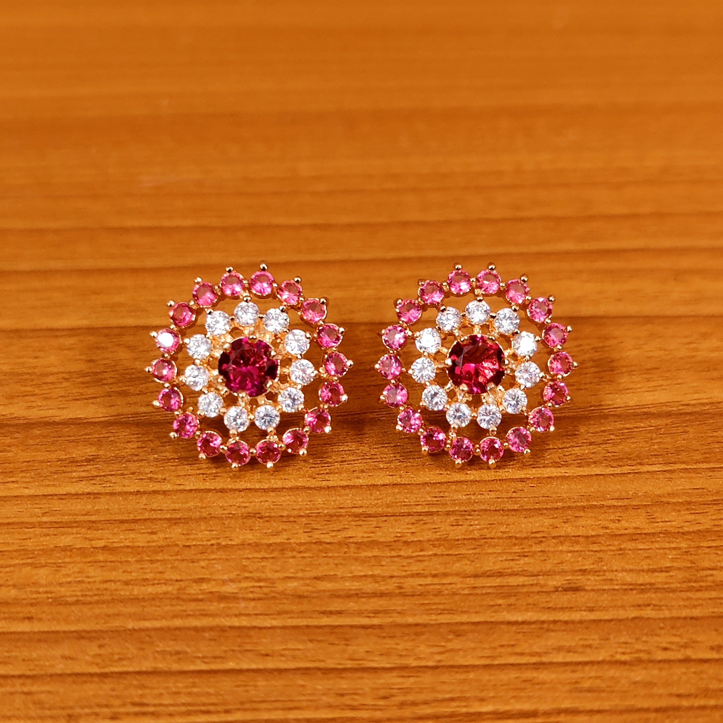 PINKISH RUBY COLOUR CZ STUDDED MEDIUM SIZE STUDS