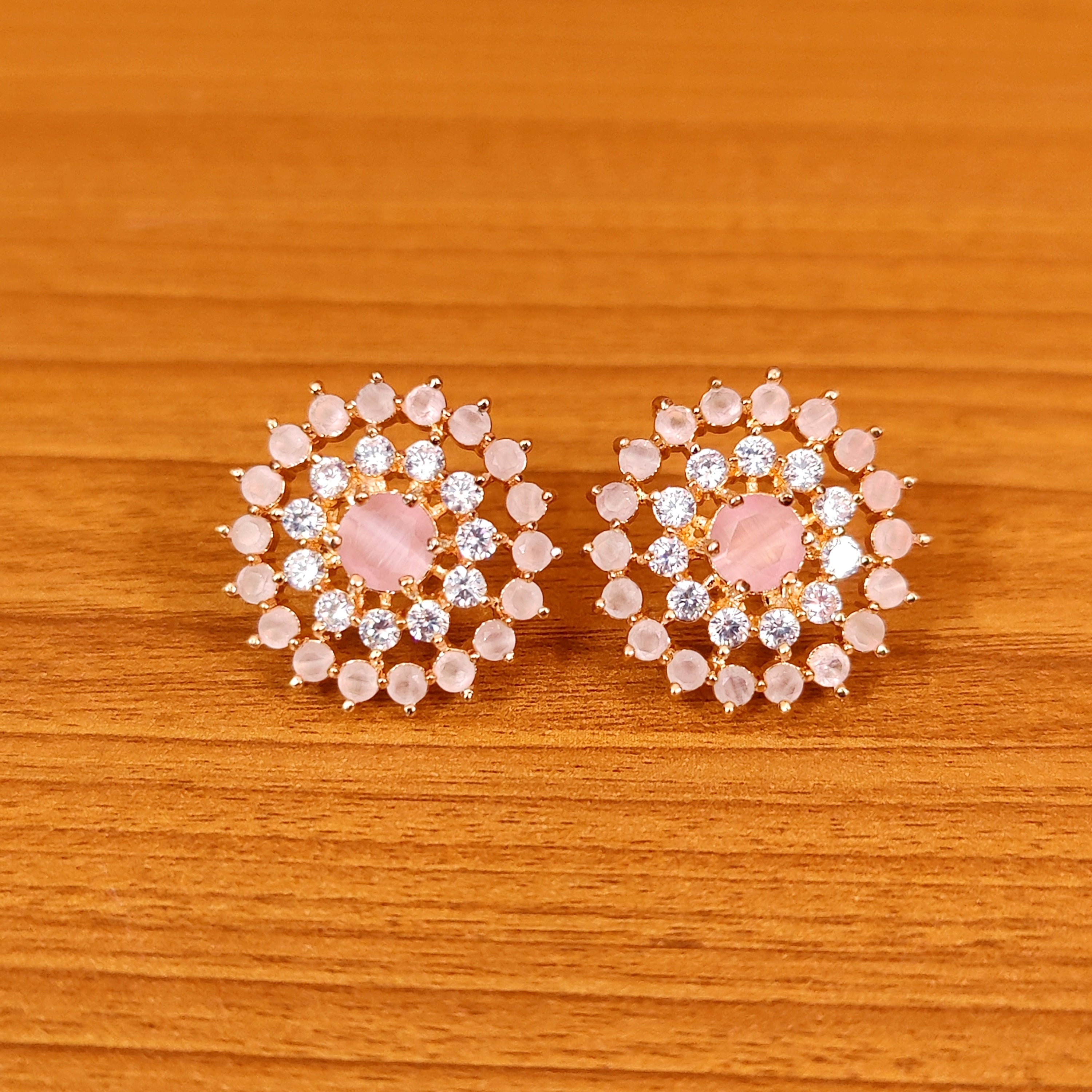 PINKISH RUBY COLOUR CZ STUDDED MEDIUM SIZE STUDS