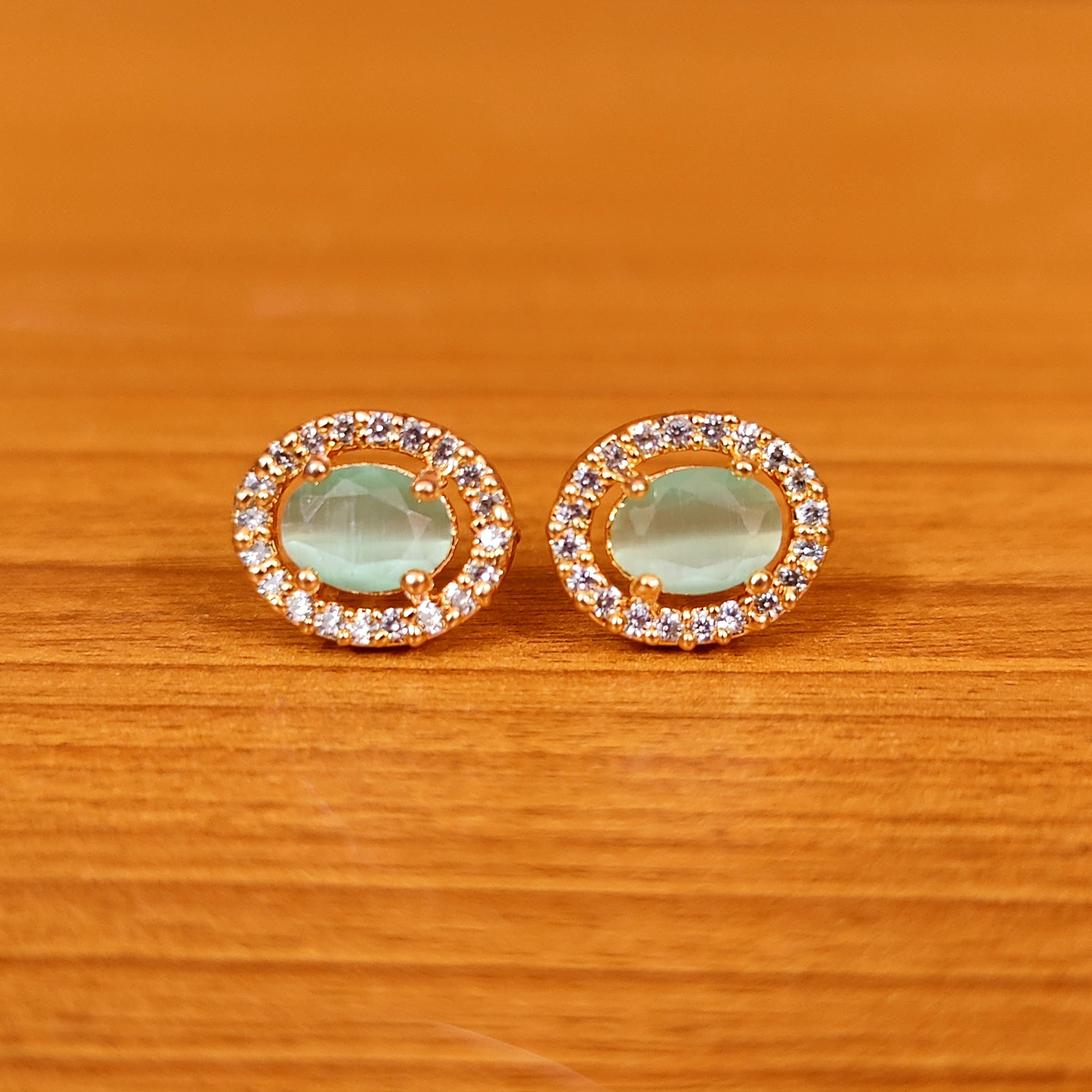 EMERALD LOOK OVAL SHAPED CZ EARRINGS