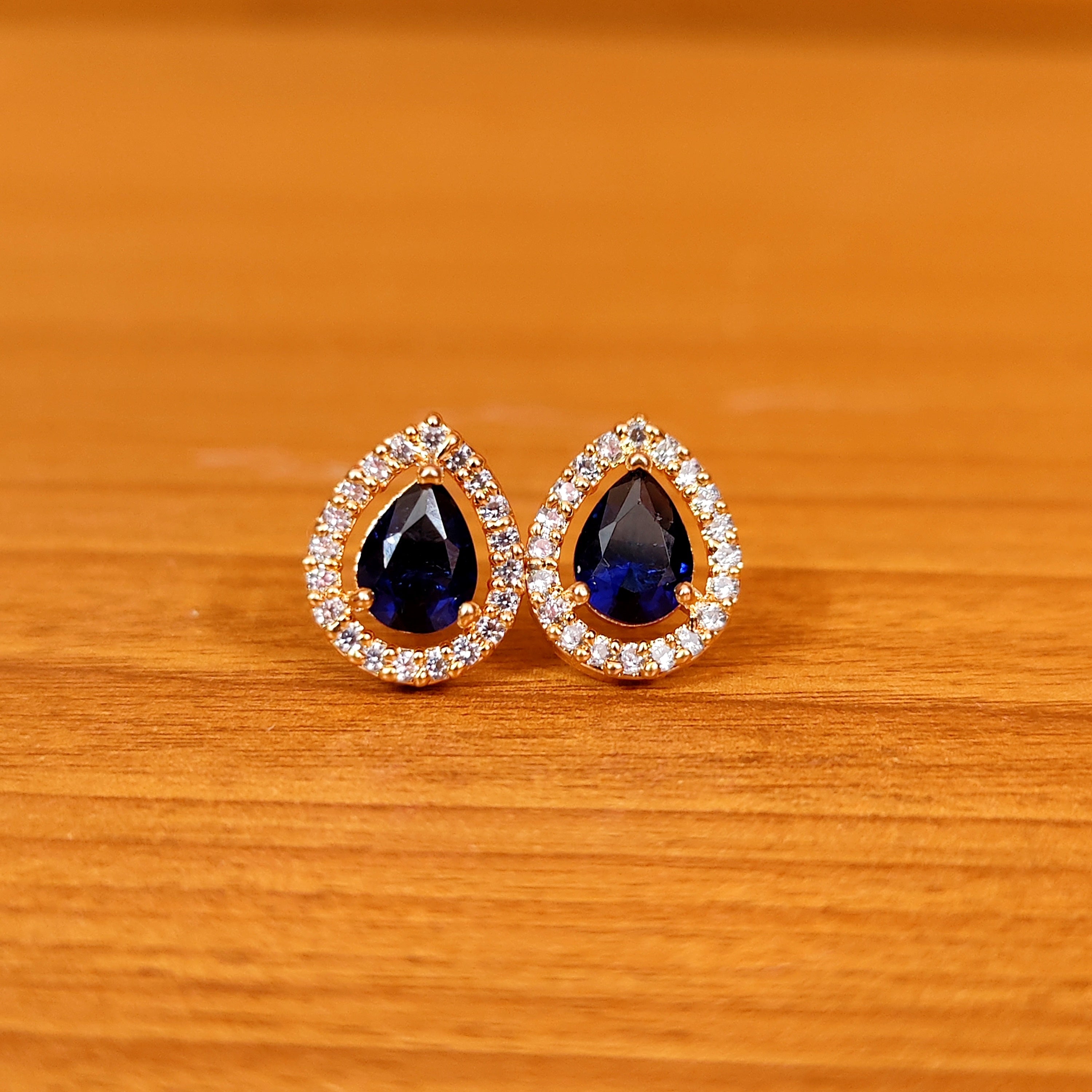 PINK QUARTZ PEAR SHAPED CZ STUDDED EARRINGS