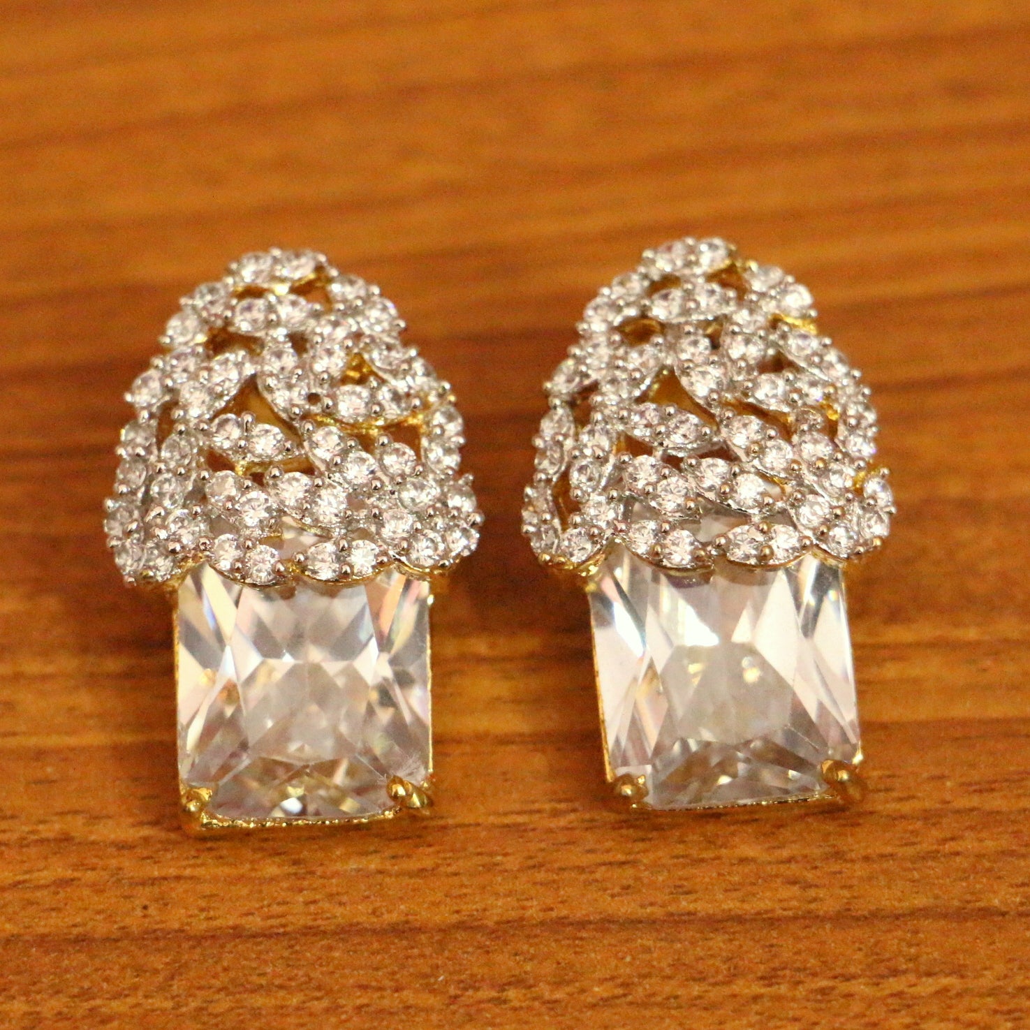 Diamond Look Gold Plated Signity Studs