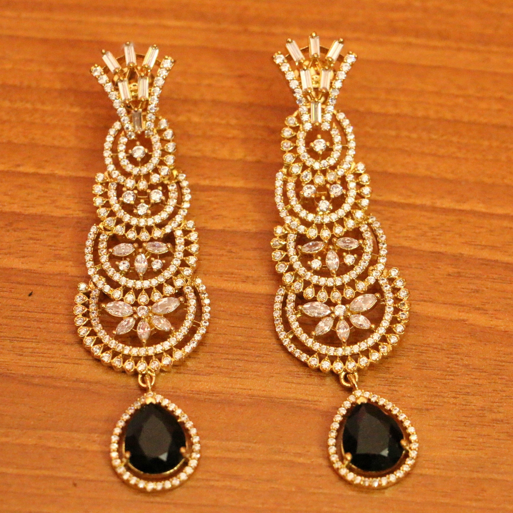 CITRINE DIAMOND LOOK GOLD PLATED DANGLERS