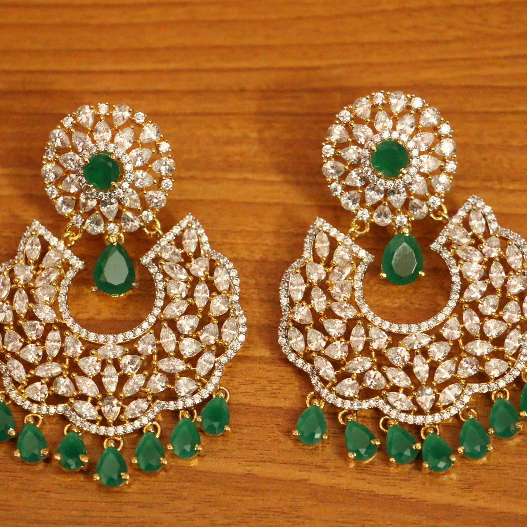 RUBY DIAMOND LOOK CHAAND BAALI DANGLERS