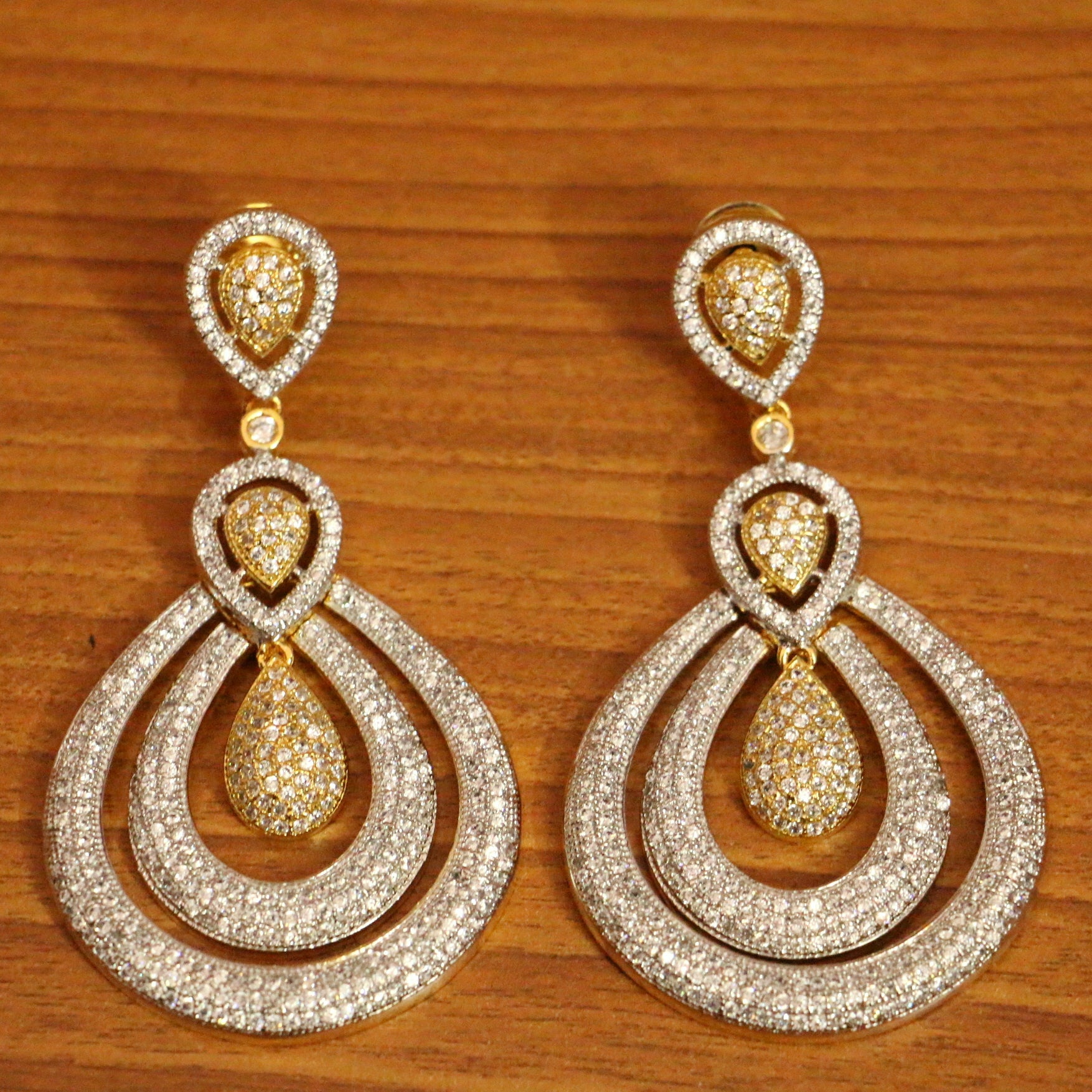 Diamond Look Silver Plated Red Carpet Earrings