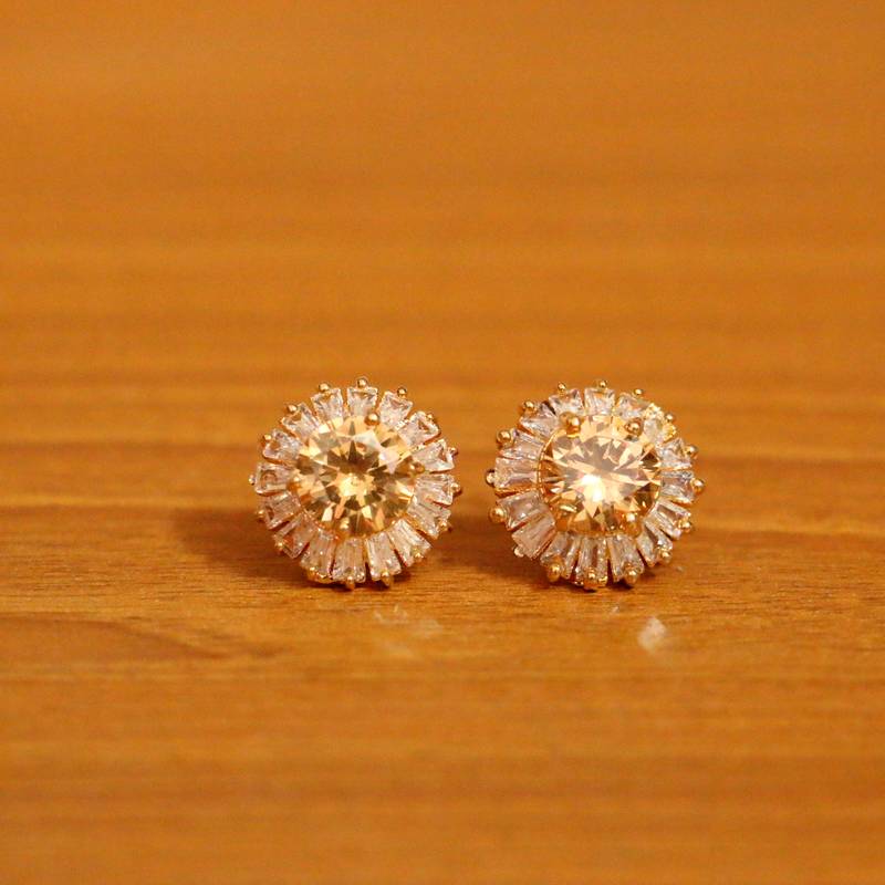 Champagne Colour Diamond Look Studs