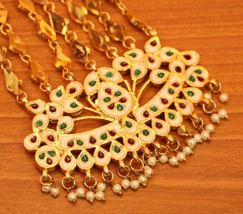 Kundan & Pearl Bridal Jhoomar | Gold-Plated Side Maang Tikka for Women
