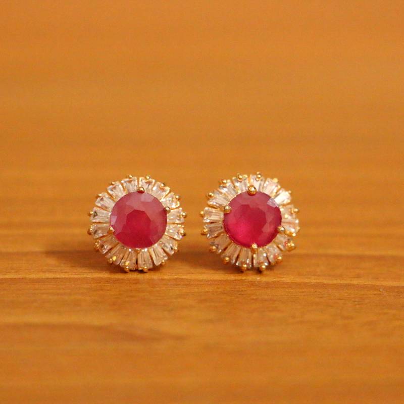 Champagne Colour Diamond Look Studs