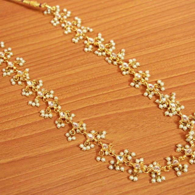PEARL KUNDAN POLKI SINGLE LINE NECKLACE