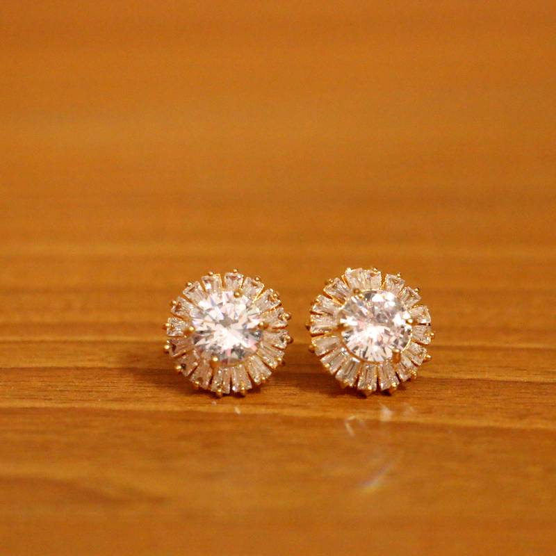 Champagne Colour Diamond Look Studs