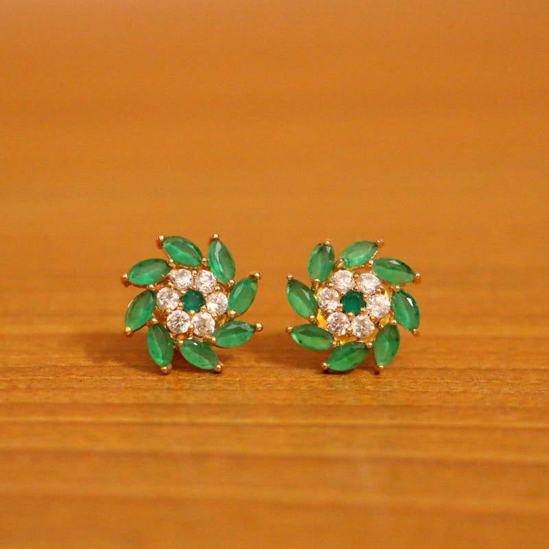 Diamond Look Flower Shaped Gold Look Studs
