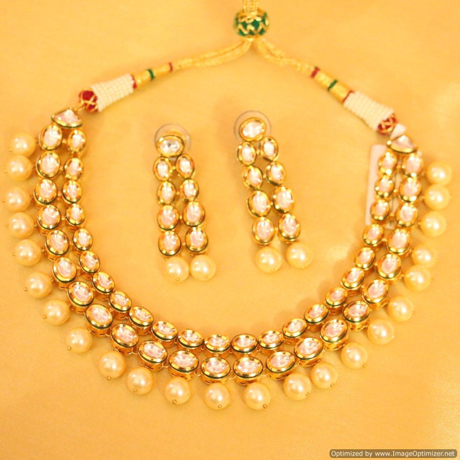 Royal look kundan double line necklace set