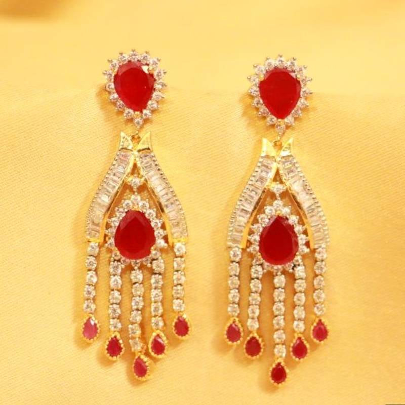 Red american diamonds danglers-drops