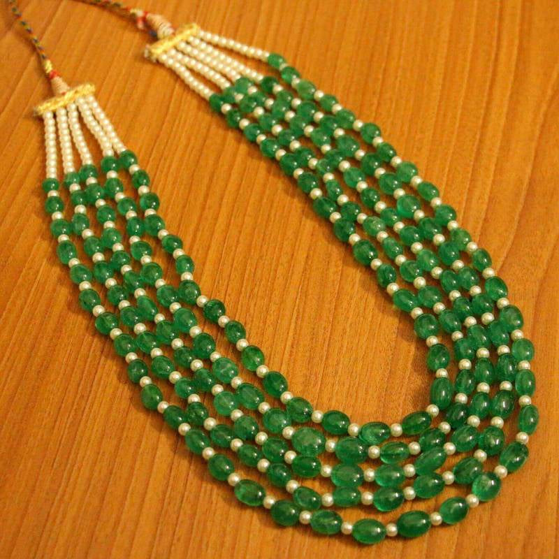 Ruby and Pearl 5 Line Royal Necklace