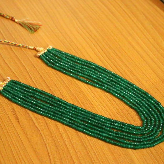 Semi Precious Ruby Colour 7 Line Necklace Set