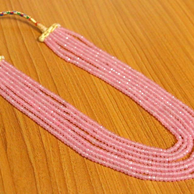 Semi Precious Ruby Colour 7 Line Necklace Set