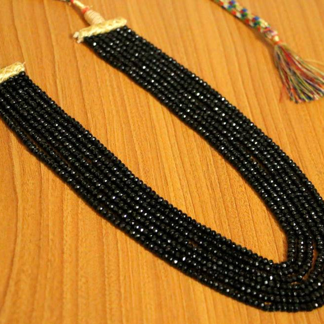 Semi Precious Ruby Colour 7 Line Necklace Set