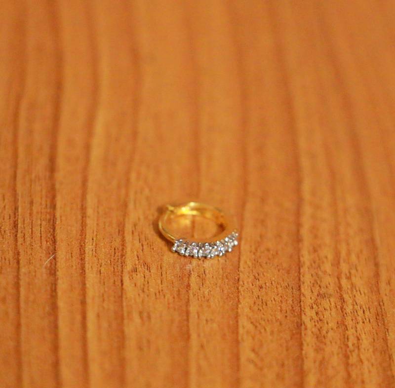 Diamond Look Gold Plated Piercing Nose Ring