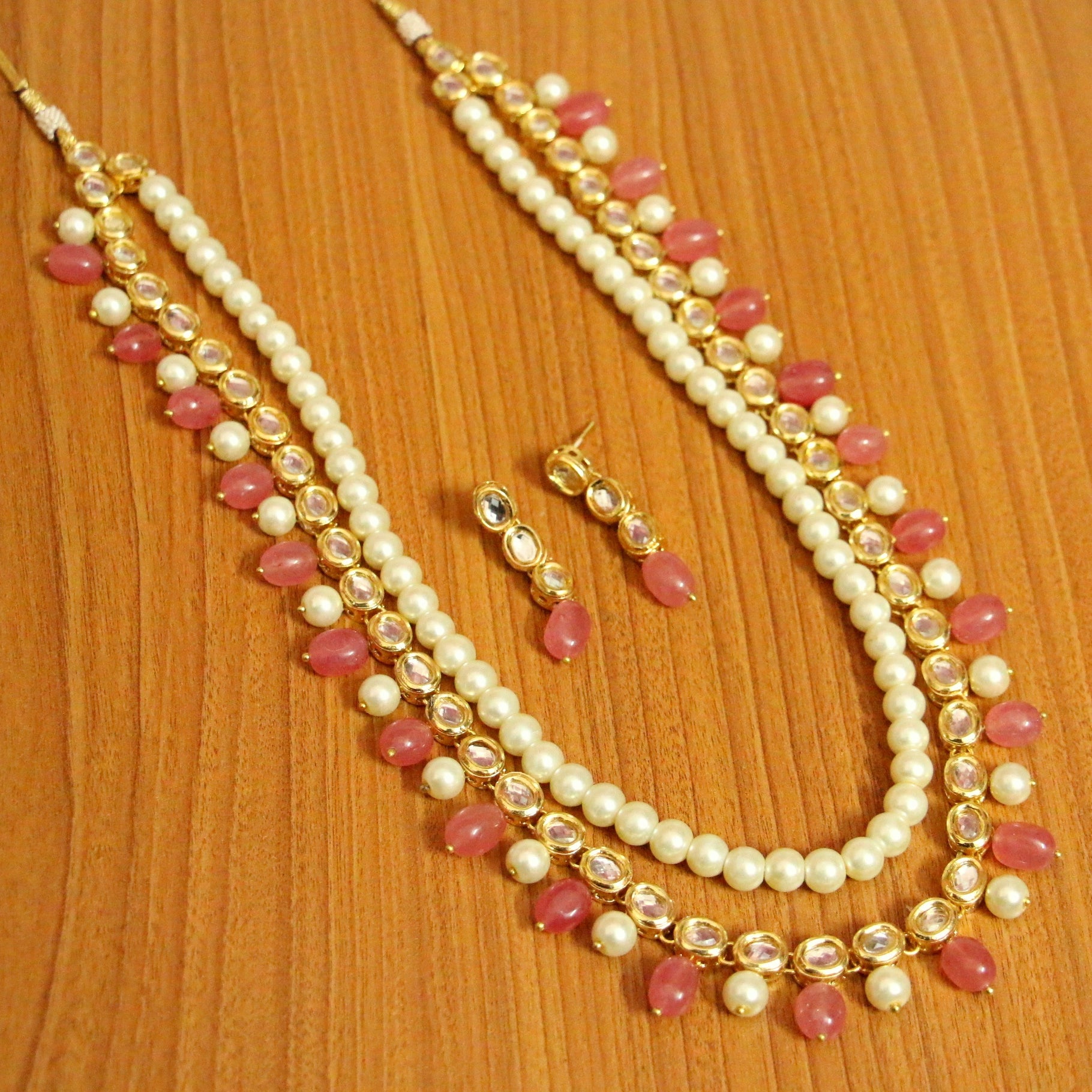 Kundan Meenakari Pearl & Ruby Ethnic Necklace Set