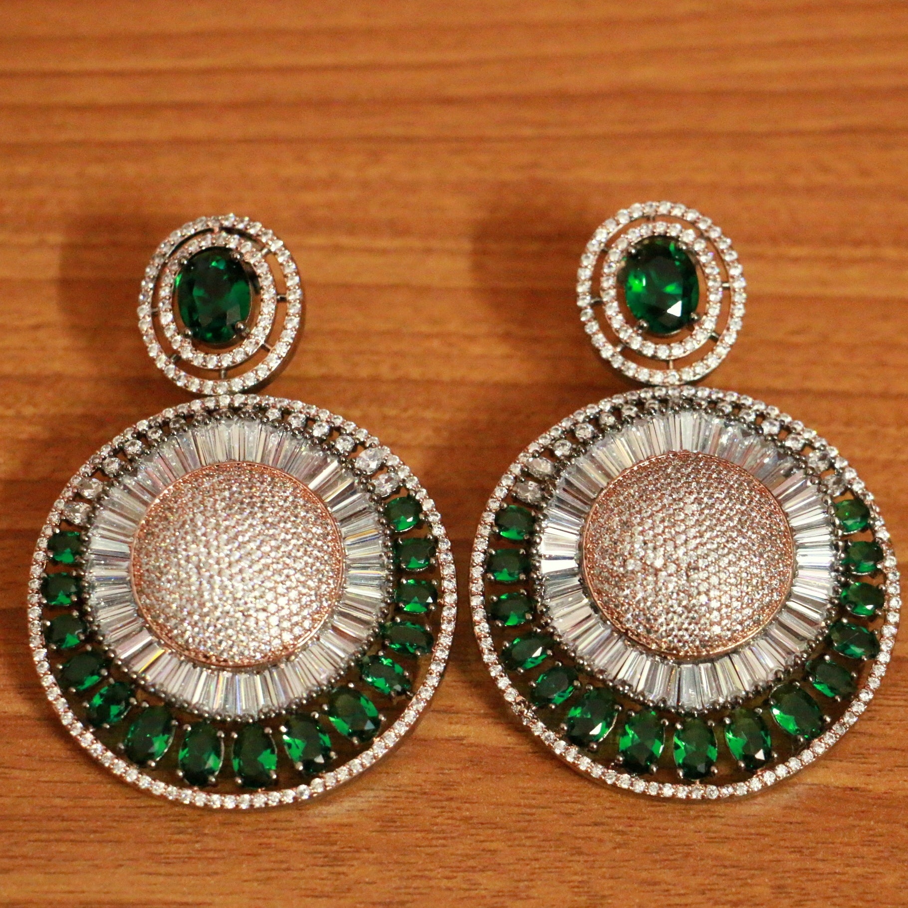 Emerald Look Signity Studded Victorian Look Danglers