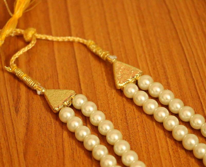 2 Line Pearl Long Necklace Set