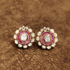 Ruby Polki Bridal Stud Earrings Designer Artificial Jewellery by Sanvi Jewels