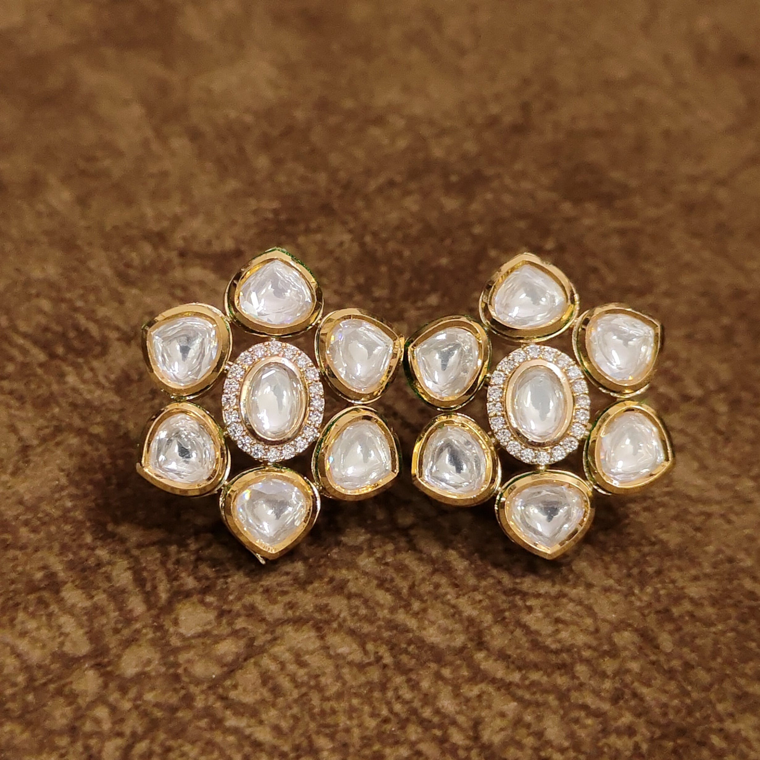 Kundan Polki Bridal Stud Earrings Designer Artificial Jewellery by Sanvi Jewels