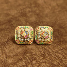 Navratna Square Stud Earrings Multicolor Designer Artificial Jewellery by Sanvi Jewels