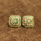 Emerald Green Temple Square Stud Earrings Designer Artificial Jewellery by Sanvi Jewels
