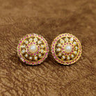 Ruby Pearl Temple Stud Earrings Designer Artificial Jewellery by Sanvi Jewels