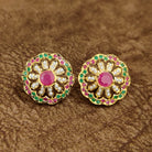 Ruby Pearl Floral Stud Earrings Designer Artificial Jewellery by Sanvi Jewels