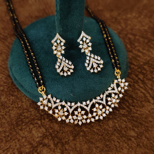 Elegant Gold Plated Black Bead Mangalsutra for Women