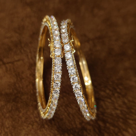 Eternal Spark CZ Openable Diamond Look Gold Bangle