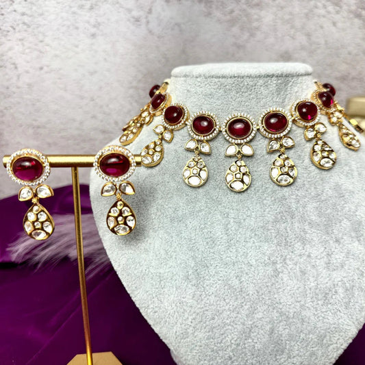 TYAANI LOOK KUNDAN POLKI RUBY NECKLACE SET