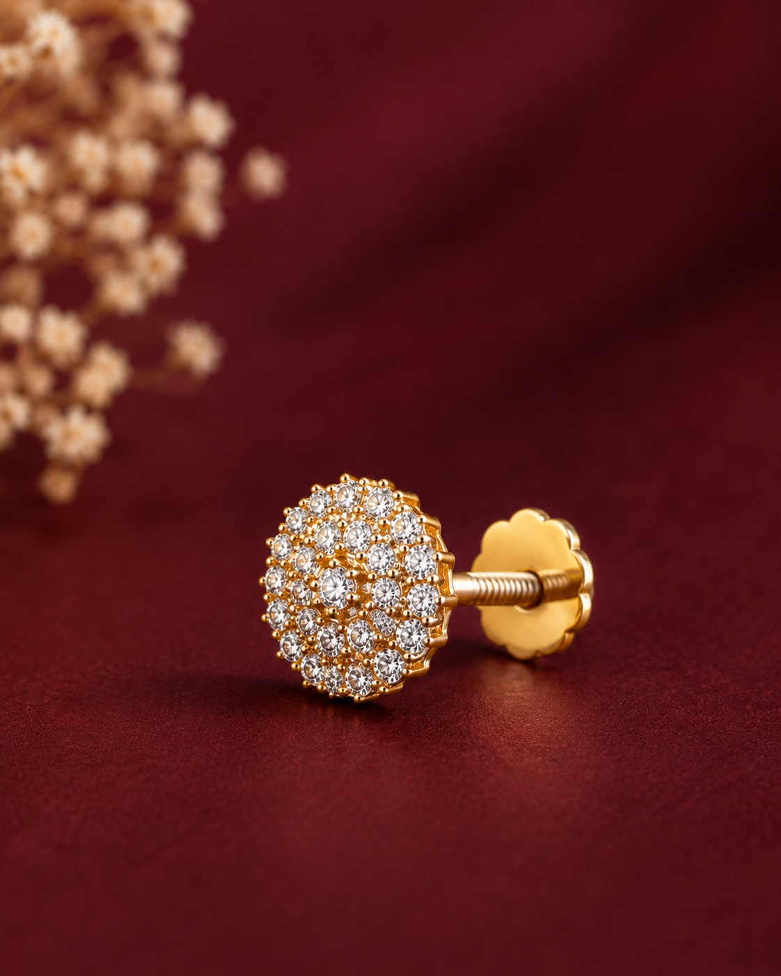 Diamond Look Gold Plated Round Piercing Nose Ring