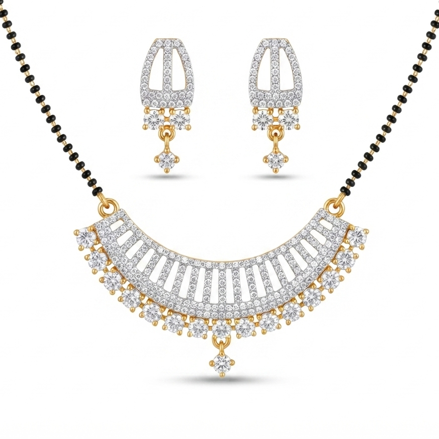 GOLD PLATED CZ STUDDED FINE MANGALSUTRA