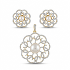 Pearl CZ Diamond Look Pendant Set – Lifestyle Shot – Sanvi Jewels