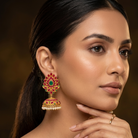 Multicolour Polki Pearl Jhumka Earrings – Detail Shot – Sanvi Jewels