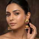 Multicolour Ruby Polki Paisley Jhumki – Detail Shot – Sanvi Jewels