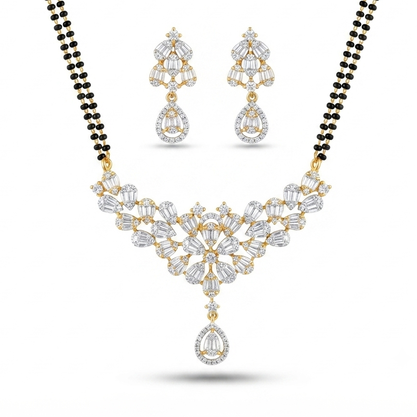 American Diamond Mangalsutra Set – Design Preview – Sanvi Jewels