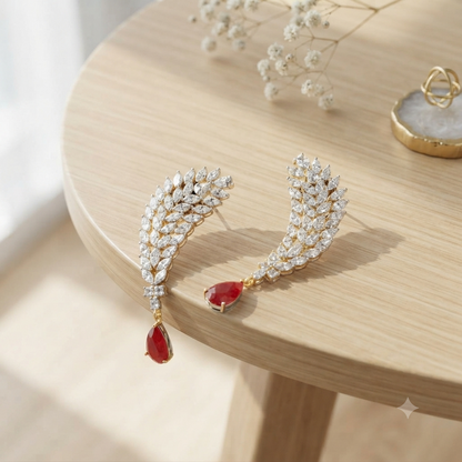 Ruby American Diamond Danglers – Bridal Earrings – Sanvi Jewels