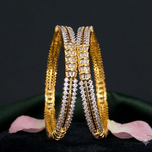 Gold Plated American Diamond Bangles Set of 2 – Sanvi Jewels