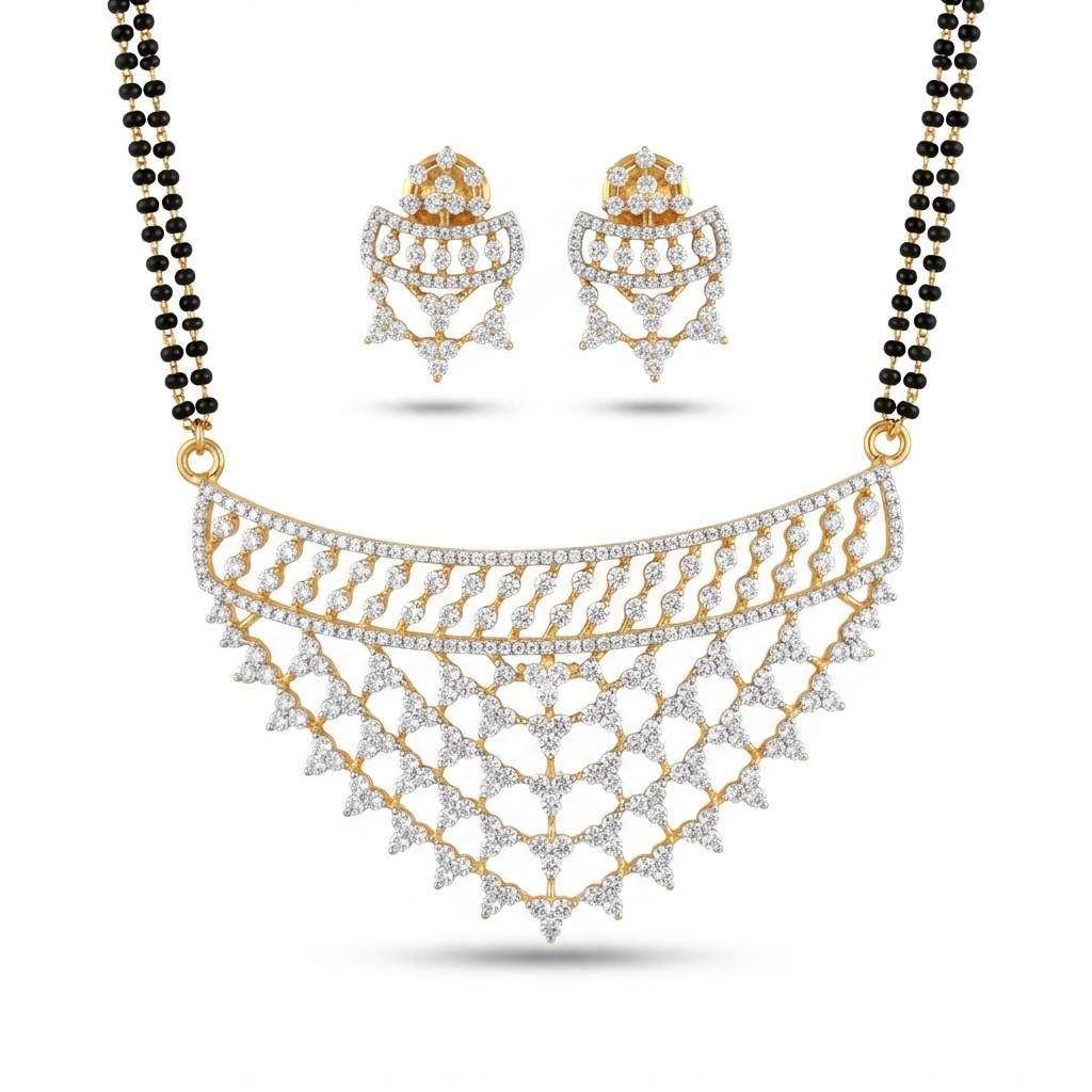American Diamond Mangalsutra – Pendant Design Shot – Sanvi Jewels