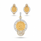 Victoria Coin Teardrop CZ Pendant & Earring Set – Full Set View – Sanvi Jewels