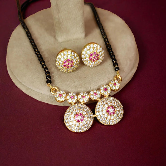 Gold Plated Cz Studded Fine Mangalsutra