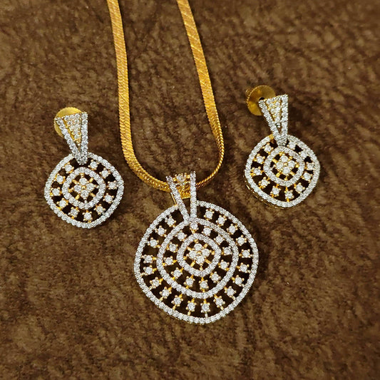 Curvy CZ Diamond Look Pendant Set with Earrings