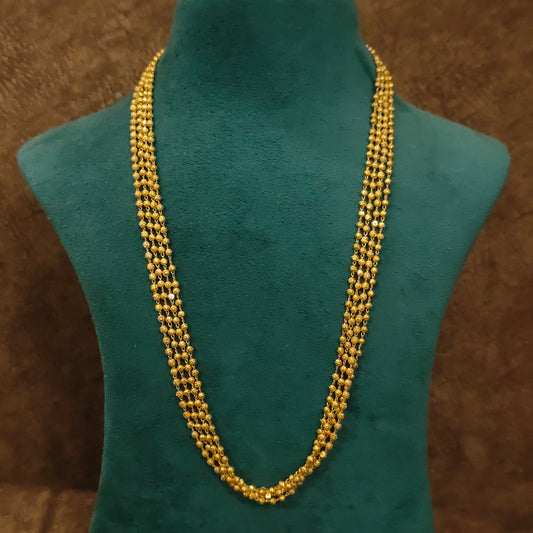Multi-Row Gold Beaded Necklace