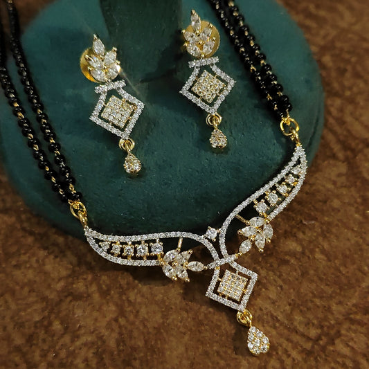 Royal Square-Cut CZ Designer Mangalsutra Set