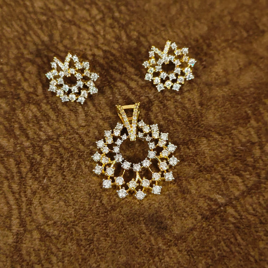 Radiant CZ floral Halo Pendant Set