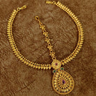 Antique Gold Paisley Maang Tikka with Ruby Stone Bridal Wedding Wear – Sanvi Jewels