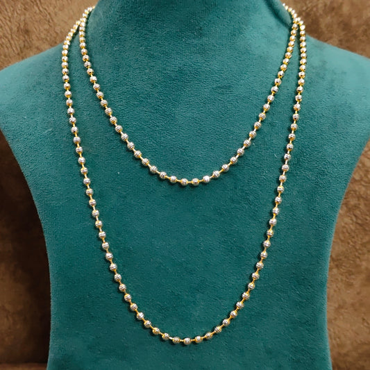 18kt Gold Matar Mala Rhodium Chain | Gold-Plated Layered Necklace for Women